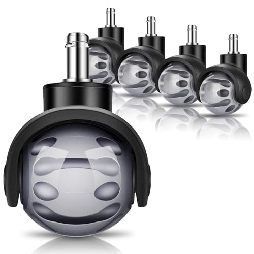 Bürostuhl Rollen 5er Set 11x22mm, Schreibtischstuhl Rollen für Gaming-Stühle (Nicht für 1KEA), Bürostuhl-Räder Ersatzrollen für Alle Arten Von Harten Böden und Teppichen, Keine Kratzer(Silbrig) von Amtake