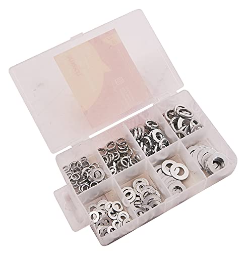 Am-Tech S5850 Verschiedene, inklusive Unterlegscheiben und Sicherungsscheiben, M5, M6, M8, M10, Plus Aufbewahrung, Silber, One Size von Am-Tech