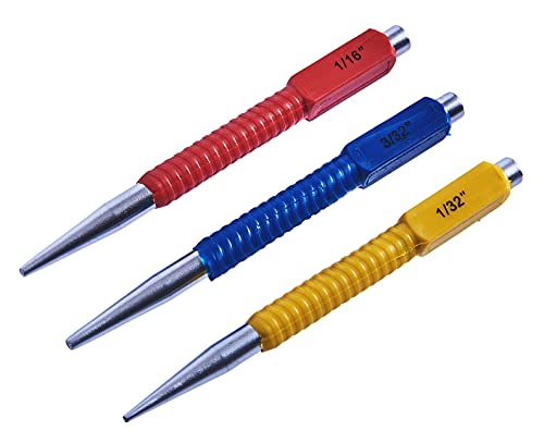 Am-Tech 3 Stück Colour Coded Nail Punch Set, H0815 von Am-Tech