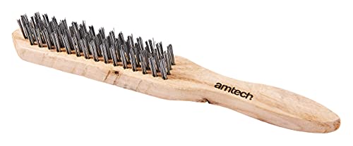 Am-Tech 4 Row Wire Brush - Wooden Handle, S3400 von Amtech