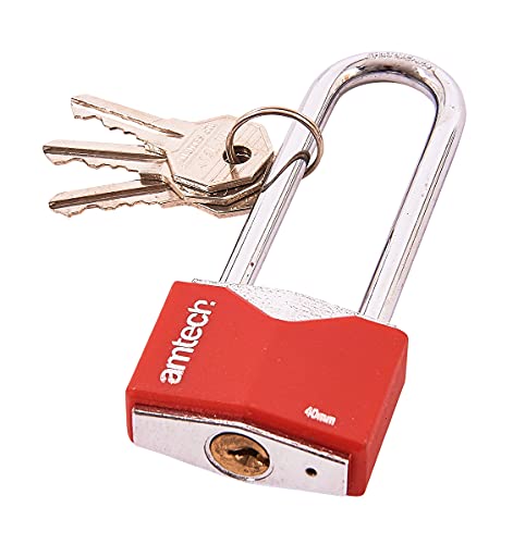 Am-Tech 40 mm Long Shackle Rhombic Chrome Plated Iron Padlock, T0707 von Amtech