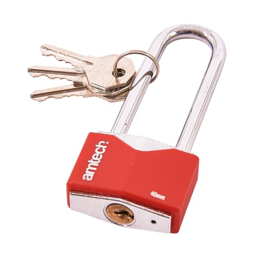 Am-Tech 40 mm Long Shackle Rhombic Chrome Plated Iron Padlock, T0707 von Am-Tech