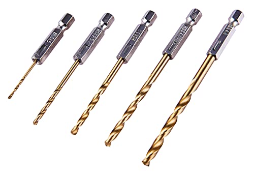 Am-Tech 5 Stück 1/4 Zoll Titanium Drill bit Set, F1110 von Am-Tech