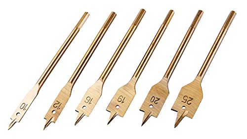 Am-Tech 6 Stück Flat Wood bit Set - Titanium, F1425 von Am-Tech