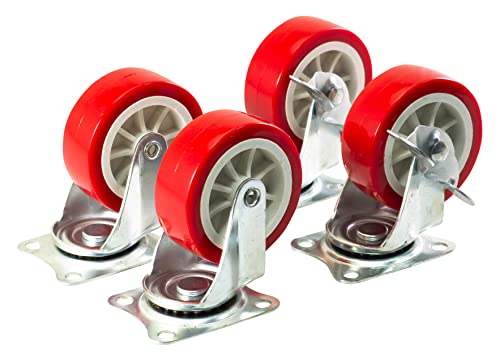 Amtech S5675 Lenkrollen-Set, 4 x 75 mm, Räder für bewegliche Möbel mit 200 kg Tragkraft, hinterlässt keine Spuren von Am-Tech