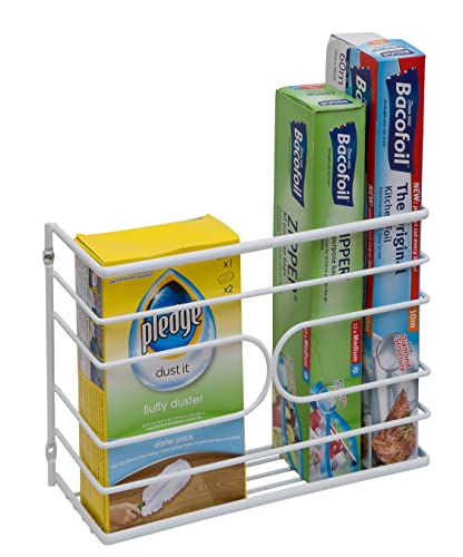 Amtido Wand- oder Türhalterung, Küchenverpackung, Organizer – für Frischhaltefolie, Aluminiumfolie oder andere Küchenutensilien – Weiß von Amtido