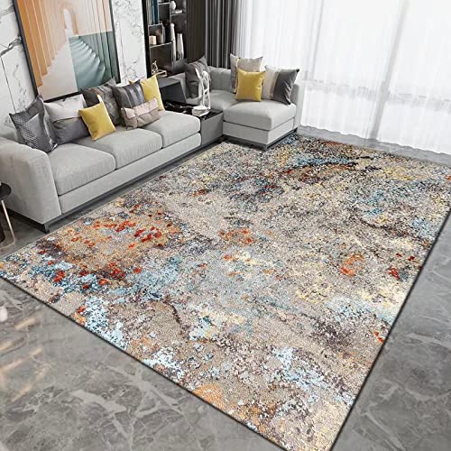 Amtoolate Teppich Kurzflor 120x170 cm Teppich Groß Weiche Teppich für Esszimmer Schlafzimmer rutschfest Teppich Kunstwolle In & Outdoor Teppich Graubraunes Abstraktes Muster von Amtoolate