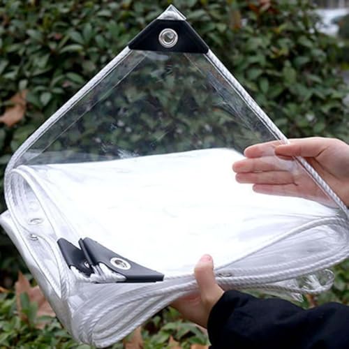 Amunpitic Abdeckplane Transparent Wasserdicht 0.5x0.8m, Plane PVC Transparente Anti-UV, Transparente PVC Plane mit öSen, für Camping Balkon Garten Pflanzen von Amunpitic