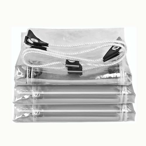 Amunpitic Plane Durchsichtig Wasserdicht 1.2x1.2m, Plane mit öSen Wasserdicht, Transparente Abdeckplane, Anti-UV, Wetterfeste, für Auto, Camping, Gartenmöbel, 400g/m² von Amunpitic