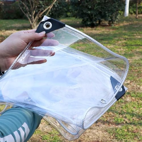 Amunpitic Plane Transparent mit öSen 0.9x2m, Abdeckplane wasserdichte Transparent, Plane Durchsichtig UV-stabil & Reißfest, für Gärten, Gewächshaus von Amunpitic