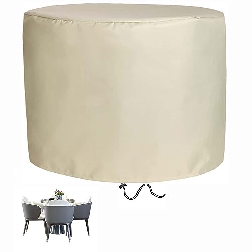 Amunpitic Wasserdicht Gartenmobel Abdeckung Rund 60x60cm, Schwerlast Schutzhülle Outdoor, 420D Oxford Gewebe Runden Abdeckhaube Schutzhülle für Gartenmöbel, Gartentische und Möbelsets von Amunpitic