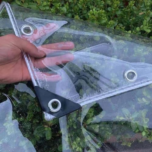 Amunpitic Zeltplane Wasserdicht mit öSen Transparent 2.5x7m, Abdeckplane Wasserdicht, Anti-UV, Wetterfeste, wasserdichte Transparente PVC Plane, für Camping Balkon Pavillon von Amunpitic