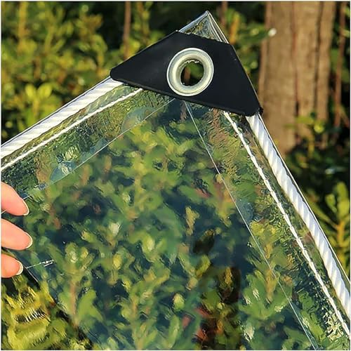 Amunpitic wasserdichte Plane 1.2x10m, PVC Transparente Abdeckplane mit öSen, wasserdichte Transparente Plane, Wetterfeste, Reißfest, für Pavillon Terrassen Gartenmöbel Pflanzendecke von Amunpitic
