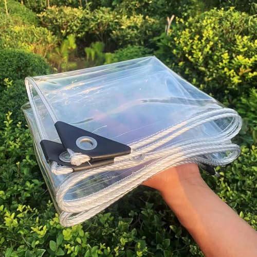 Transparent Plane PVC 4x5m, Abdeckplane Wasserdicht, Windschutz, Transparente Abdeckplane mit öSen, für Terrasse, Pavillon, AußEnbereich von Amunpitic