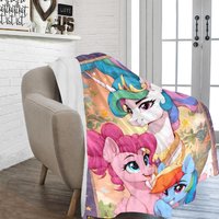 Ultra-Weiche Microfleece-Decke Mlp My Little Pinkie Pony Pie Rainbow Dash Prinzessin Celestia Furry Tagesdecke Bettdecke Stranddecke von Amunthet