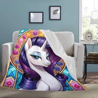 Ultra-Weiche Microfleece-Decke Mlp My Little Pferd Pony Furry Brony Weißes Im Cartoon Stil Sfw Rarity Tagesdecke Bettdecke Stranddecke von Amunthet