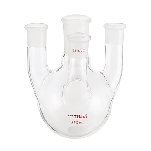Amur Leopard Laborflaschen aus Glas Dickwandige Gerade 4-Hals-Kugelflasche mit Standard-Außendichtung Laborglas für Reflow-Experimente, 24/40, 19/22, 19/22, 250ml, Transparent Amur Leopard Laborflaschen aus Glas Dickwandige Gerade 4-Hals-Kugelflasche mit Standard-Außendichtung Laborglas für Reflow-Experimente, 24/40, 19/22, 19/22, 250ml, Transparent von Amur Leopard