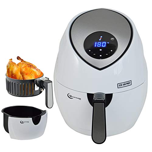 FRITTEUSE OHNE FETT HEISSLUFT-FRITTEUSE DIGITAL MULTI FRITTEUSE HEISSLUFT ECO-AIR-PROFI DC-1400W-1 weiß, digitales Touch-Bedienfeld (Multifritteuse in weiß) von Amur