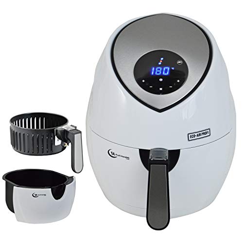 FRITTEUSE OHNE FETT HEISSLUFT-FRITTEUSE DIGITAL MULTI FRITTEUSE HEISSLUFT ECO-AIR-PROFI DC-1400W-1 weiß, digitales Touch-Bedienfeld von AMUR