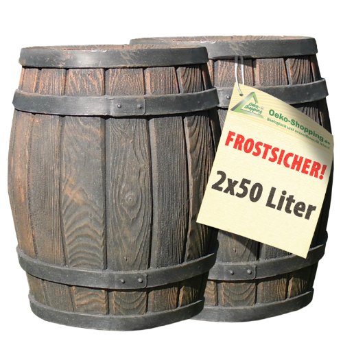 REGENTONNE EICHENFASS REGENFASS 2 * 50 Liter als REGENSAMMLER MÜLLEIMER SPIELZEUGKISTE ALLZWECKBOX ALLZWECKKISTE AUFBEWAHRUNGSBOX BEHÄLTER KISTE Box TRUHE, stabil, auch zum Sitzen von AMUR