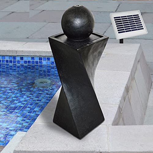 Solar Gartenbrunnen Brunnen Solarbrunnen Zierbrunnen Wasserfall Gartenleuchte Teichpumpe für Terrasse, Balkon, verbessertes Modell mit Pumpen-instant-Start-Funktion mit Liion-Akku & Led-Licht (V009) von Amur