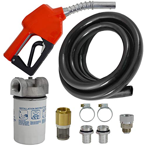 Zapfpistolen Set-für Dieselpumpe Biodiesel Heizölpumpe Ölpumpe Kraftstoffpumpe - Diesel Zubehör Paket mit Gummi-Schlauch, Diesel-Filter und Automatik-Pistole mit Rückschlagventil von Amur