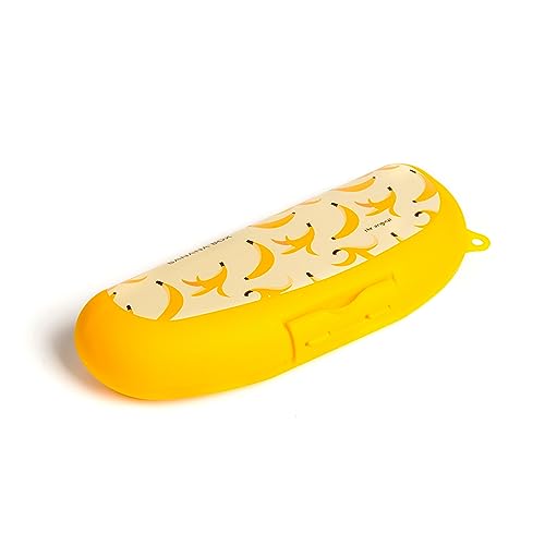 Amuse Bananenbox/Behälter für den Transport und die Aufbewahrung Einer Banane in kompakter Größe, gelbe Bananendose, Aufbewahrungsbox Kunststoff, 22,3 x 9 x 5 cm von Amuse