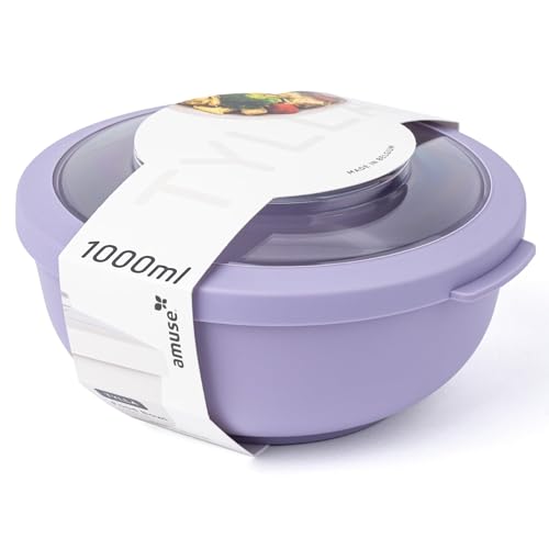 Amuse Tylla Schüssel 1000ml I luftdichte Frischhaltedosen mit Deckel für Meal Prep & Snacks I BPA-freie Vorratsdosen für Kinder & Erwachsene I Salatschüssel spülmaschinengeeignet I Lavender Amuse Tylla Schüssel 1000ml I luftdichte Frischhaltedosen mit Deckel für Meal Prep & Snacks I BPA-freie Vorratsdosen für Kinder & Erwachsene I Salatschüssel spülmaschinengeeignet I Lavender von Amuse