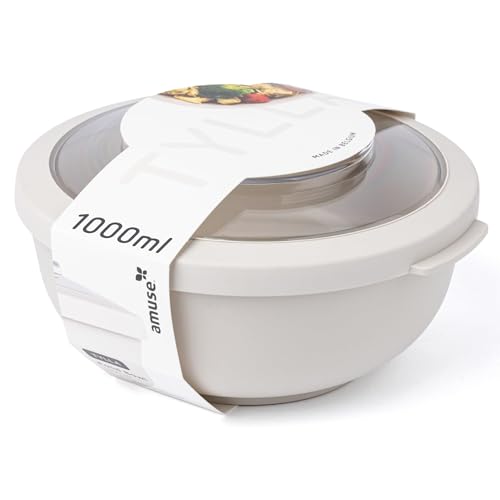 Amuse Tylla Schüssel 1000ml I luftdichte Frischhaltedosen mit Deckel für Meal Prep & Snacks I BPA-freie Vorratsdosen für Kinder & Erwachsene I Salatschüssel, Gefrierdosen spülmaschinengeeignet I Oat von Amuse