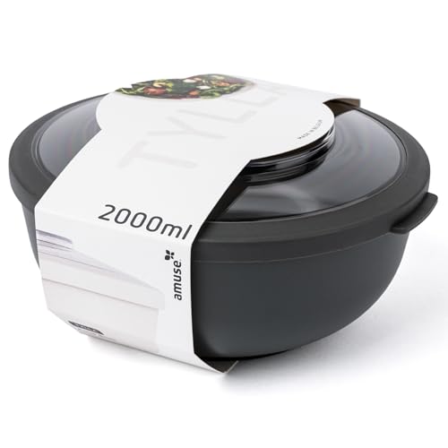 Amuse Tylla Schüssel 2000ml I luftdichte Frischhaltedosen mit Deckel als Salatschüssel I für Meal Prep und Snacks I BPA-freie Vorratsdosen für Kinder und Erwachsene I spülmaschinengeeignet I Charcoal von Amuse