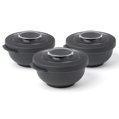 Amuse Tylla Schüssel 3 Stück je 200ml I luftdichte Frischhaltedosen mit Deckel für Meal Prep & Snacks I BPA-freie Vorratsdosen für Kinder & Erwachsene I Snackschale spülmaschinengeeignet I Charcoal von Amuse