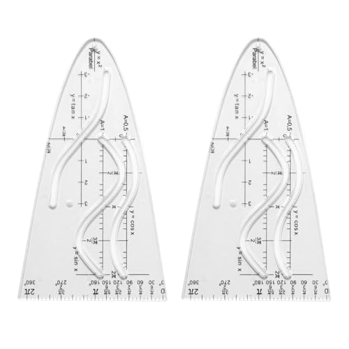2 Stück Parabelschablone Mathe, Kurvenschablone, Parabel Lineal, Parabel Zeichenschablone, Geometrie Kurvenschablone Lineal für Studenten Büro Designer Malerei, Cosinus Tangens von Amusingtao