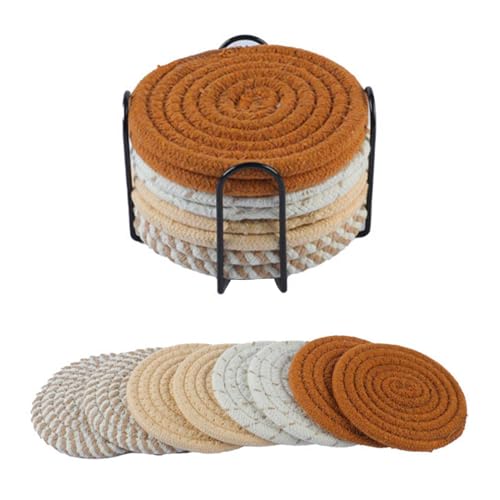 8 Stück Untersetzer für Getränke, Handgemachte Untersetzer Gläser mit Halter, Runde Untersetzer Aus, für Getränke Tassen Glas Coasters von Amusingtao