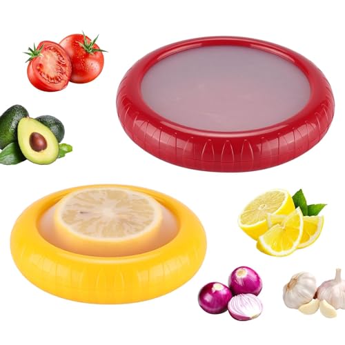 Amusingtao 2 Stück Obst-Gemüse-Sparer, Tomate und Zitrone Keeper/Saver/Halter, Wiederverwendbare Kühlschrank-Aufbewahrungsbox, für Die Frischhaltung Von Lebensmitteln von Amusingtao