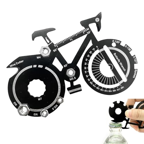 Fahrrad Flaschenöffner, Schlüsselbund Flaschenöffner, Multifunktions Bieröffner, Tragbares Outdoor Werkzeug für Radfahrer (Schwarz) von Amusingtao