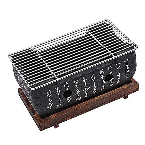 Japanischer Holzkohlegrill für den Tisch, tragbarer Mini-Kochherd, Partyzubehör, Grillwerkzeuge (Grillrost 24 x 12,5 cm) von Amusingtao