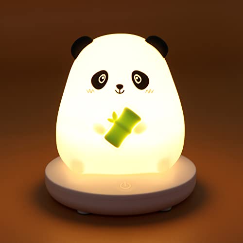 LED-Nachtlicht für Kinder, niedliches Panda-Nachtlicht, weiches Silikon, Nachtlicht mit Berührungssensor, tragbares LED-Tier-Silikon, Kinderlampe, USB-wiederaufladbar von Amusingtao