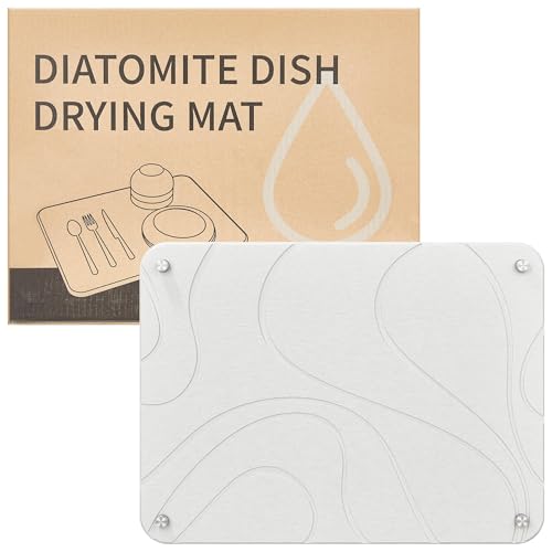 Amviner Stone Abtropfmatte für Küchentheke, schnell trocknende Kieselgur-Abtropfmatte mit 4 Metallhalterungen für Küchenspüle, 39 x 30 cm, rutschfest, hitzebeständig, Weiß Amviner Stone Abtropfmatte für Küchentheke, schnell trocknende Kieselgur-Abtropfmatte mit 4 Metallhalterungen für Küchenspüle, 39 x 30 cm, rutschfest, hitzebeständig, Weiß von Amviner