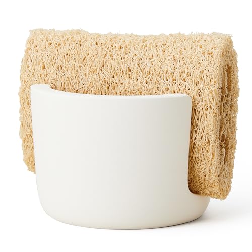 Kieselgur-Schwammhalter für Küchenspüle, schnell trocknend, schnell wasserabsorbierendes Steintablett, weißes Geschirrschwammregal, Küchen-Organizer Kieselgur-Schwammhalter für Küchenspüle, schnell trocknend, schnell wasserabsorbierendes Steintablett, weißes Geschirrschwammregal, Küchen-Organizer von Amviner