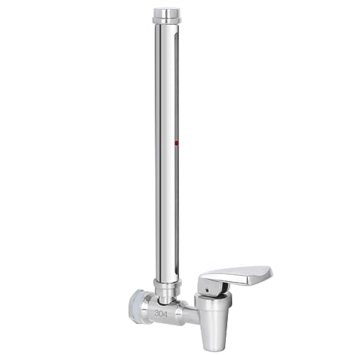 Amwater Edelstahl-Schauglas-Zapfhahn, kompatibel mit Berkey, Purewell, ProOne, Alexapure und anderen Wasserfiltersystemen mit Schwerkraftzufuhr, klarer Wasserstandssicht, Edelstahlgriff von Amwater