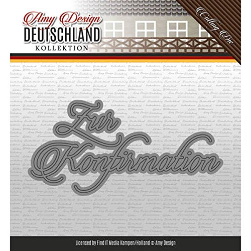 Amy Design Stanz- und Prägeschablone ADD10091, "Deutschland Kollektion - Zur Konfirmation" (Text deutsch), Höhe Buchstabe "K" ca. 1,1 cm, Schablone ca. 7,1 cm x 3,3 cm von Find It Trading