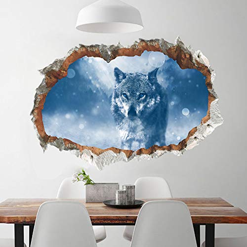 AmyGline DIY 3D Wandaufkleber Abnehmbare Moonlight Wolf Wasserdichte Kinder Kindergarten Wohnkultur Wandbild Kunst Aufkleber von AmyGline