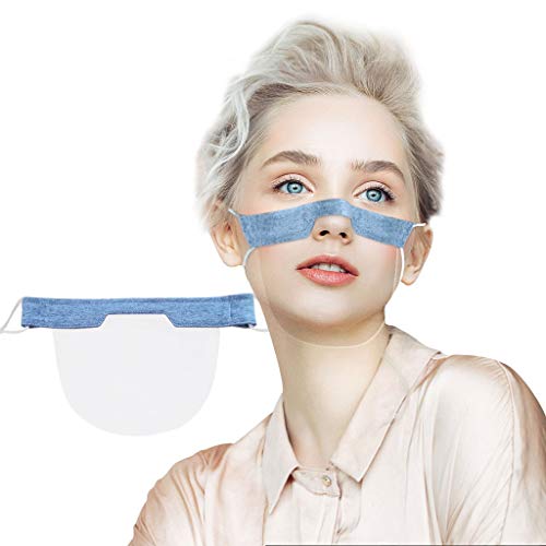 AmyGline Gesichtsvisier Kunststoff Transparente Mundschutz Schutzvisier Washable Wiederverwendbare Gesichtsschutz Schild Schutz Face Shield für Mund Nase (Erwachsene, 5PC-Blau) von AmyGline