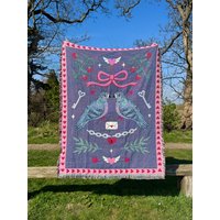 Hübscher Tauben Gewebter Baumwoll Überwurf 138 X 182 cm Auf Bestellung von AmyHastingsTextiles