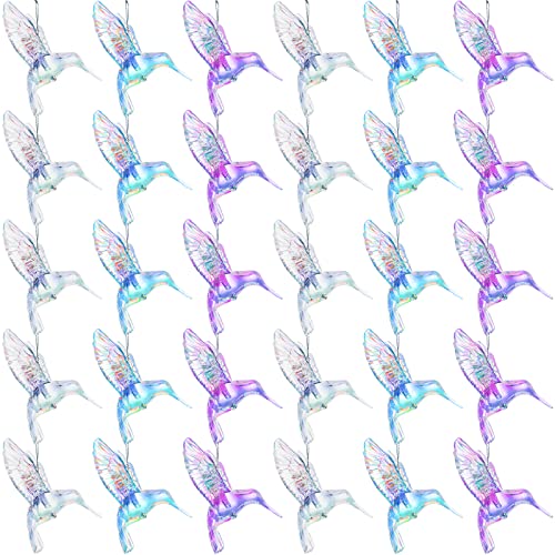 30 Stück Acryl schillernder Kolibri Weihnachtsschmuck Schöne Kolibri Ornament Glänzende Kristalle Kolibri Dekor Kristall Ornamente (Lila, Blau, Regenbogen) von Amyhill