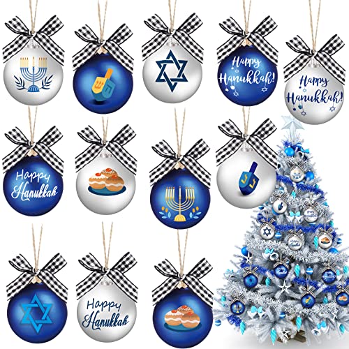 36-teiliges Chanukka-Ornament, Chanukka, Holzornamente, Set, jüdischer Dreidel, jüdische Menora mit sechs Spitzen, Davidstern, Ornament für Weihnachtsbaum, jüdische Chanukka-Dekoration von Amyhill