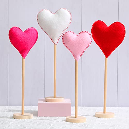 4 Stück Valentinstag hoch stehend Filz Herz Block Set Valentinstag Filz Herz Tischdekoration Filz Stoff Herz Regal Tischdekoration für Valentinstag Hochzeit Zuhause Party von Amyhill