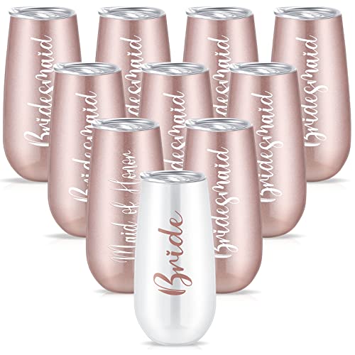 Amyhill Weinbecher für Brautjungfern, Braut, Champagnerflöte, Trauzeugin, 170 ml, Edelstahl, Brautjungfernantrag, Geschenke für Verlobung, Junggesellinnenabschied, Partyzubehör (Set mit 10 Stück) Amyhill Weinbecher für Brautjungfern, Braut, Champagnerflöte, Trauzeugin, 170 ml, Edelstahl, Brautjungfernantrag, Geschenke für Verlobung, Junggesellinnenabschied, Partyzubehör (Set mit 10 Stück) von Amyhill