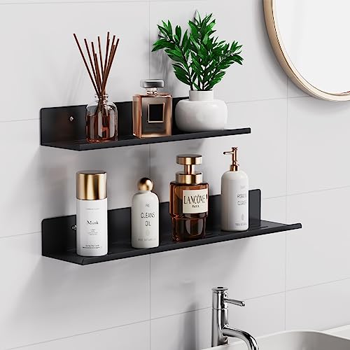 Amyzavls Duschregal 2 Stück Duschablage Ohne Bohren Duschkorb Selbstklebend Badezimmer Regal Rostfrei Weltraum Aluminium Duschkörbe mit Miniaturkante Hohlem Sockel by, Schwarz von Amyzavls