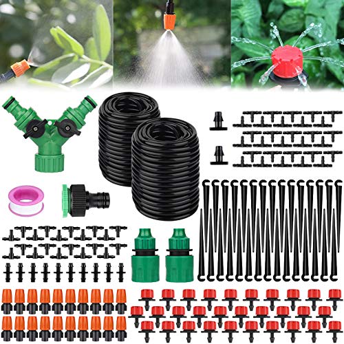 Amzeeniu 149 PCS Bewässerung Kit,30m Garten Micro Drip Bewässerung Automatik Bewässerung Kit Schlauch Tröpfchenbewässerung DIY Gartenbewässerung für Landschaft,Flower Bed,Terrasse Pflanzen von Amzeeniu